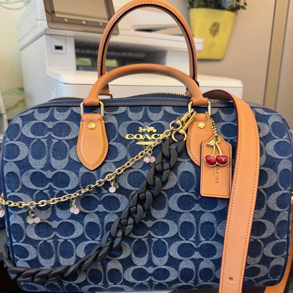 Coach Rowan Large Satchel Bag In Signature Canvas - Denim
